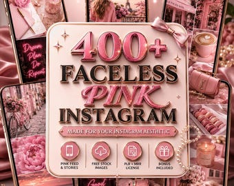 400+ Pink Aesthetic Reels Bundle | Faceless Instagram TikTok YouTube Shorts Videos | PLR MRR Resell Rights (Digital Download)