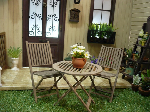 Table And Two Chairs Garden In 1 6 Scale Etsy
