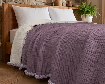 8 Layer Organic Cotton Muslin Blanket, Fluffy Cloud Throw, King Size Bed Cover