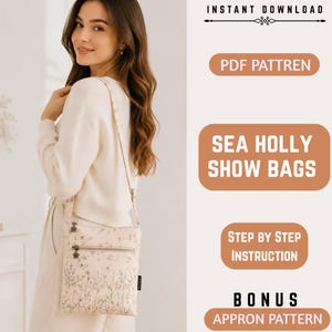 Quilted Crossbody Bag Sewing Pattern | Sea Holly Shoulder Bag (PDF Download) + Bonus Apron