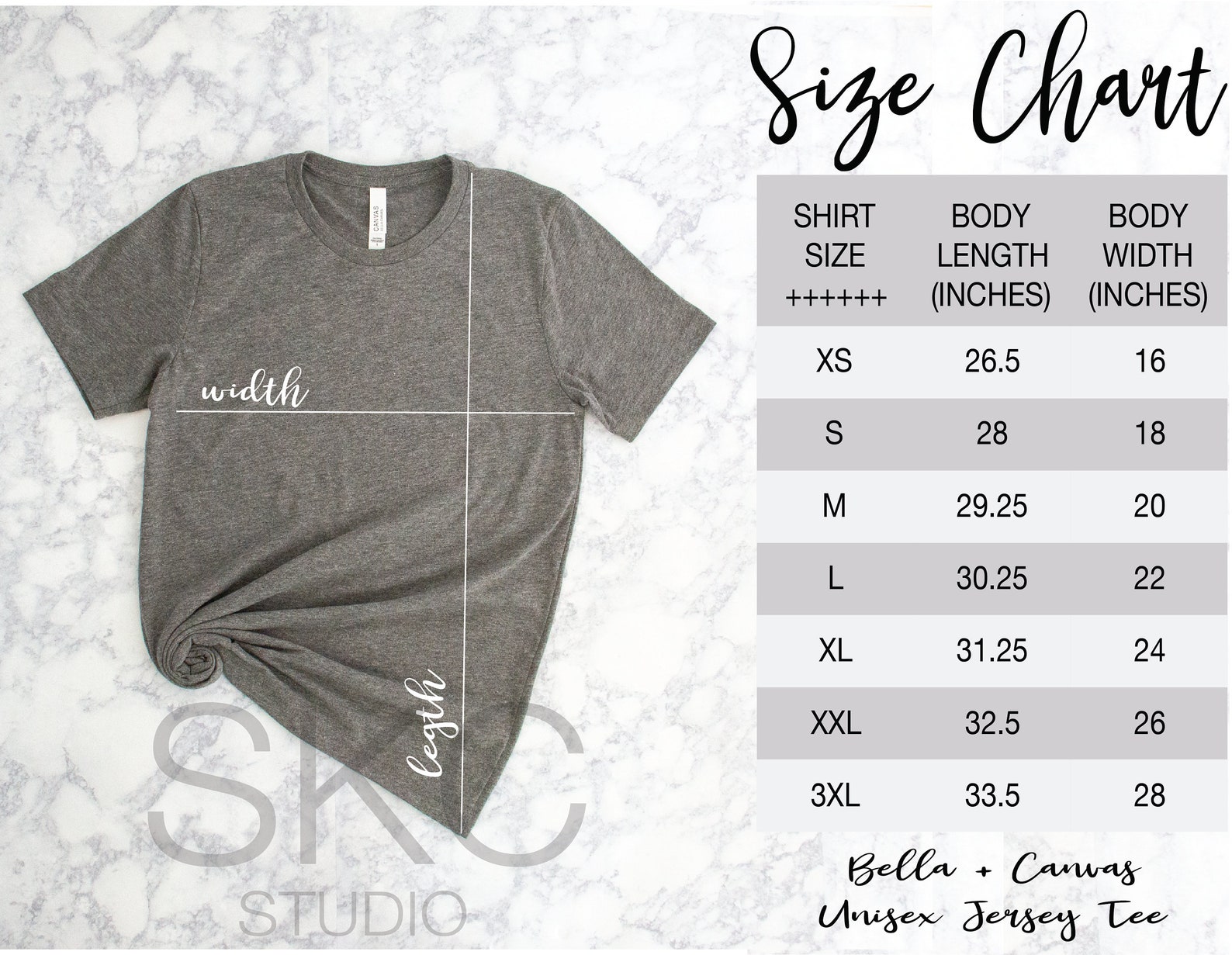 bella canvas sizing