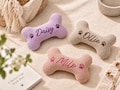 Personalized Dog Bone Toy, Custom Embroidered Dog Name Toy, Handmade Fabric Dog Toy, Dog Birthday Gift, New Puppy Gift for Dog Lovers