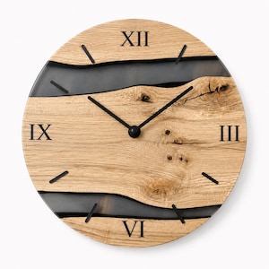 Große Epoxidharz Wanduhr, handgefertigte Holzuhr, Luxuriöses Wohndekor, Einweihungsparty Geschenk