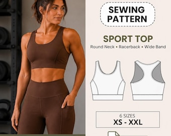 Sports Bra Sewing Pattern | Women's Racerback Activewear Top PDF XS–XXL