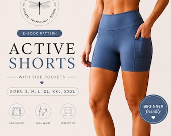 Active Shorts Sewing Pattern | High Waist Pocket Shorts PDF Sizes S–XXXL