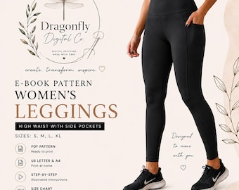 Women's High Waist Pocket Leggings Sewing Pattern | PDF Sizes S-XL (Digital Download)