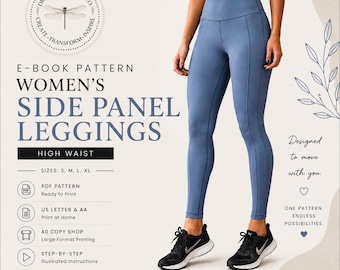 Women's Leggings & Pants Sewing Pattern | High Waist Side Panel PDF Sizes S–XL