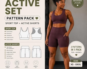 Activewear Sewing Pattern Bundle | Sports Bra & High Waist Shorts PDF XS–XXXL