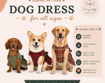 Dog Dress Sewing Pattern | DIY Pet Clothes PDF Sizes S–3XL for All Breeds