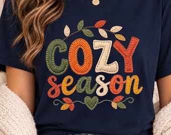 Gezellig T-shirt voor het herfstseizoen, herfststijl, herfstlook, comfortabele outfit voor dames, heren, unisex, katoen