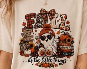 Fall Ghost Tee, It's the Little Things, Pumpkin Coffee Sweater Vibes (Unisex)
