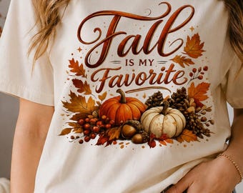 Cozy fall t-shirt, autumn favourites word tee, pumpkin patch outfit, autumn seasonal and fall seasonl t-shirt