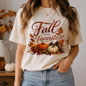 Camiseta acogedora de otoño, camiseta con palabras favoritas de otoño, atuendo para campo de calabazas, camiseta de temporada de otoño y camiseta de temporada de otoño