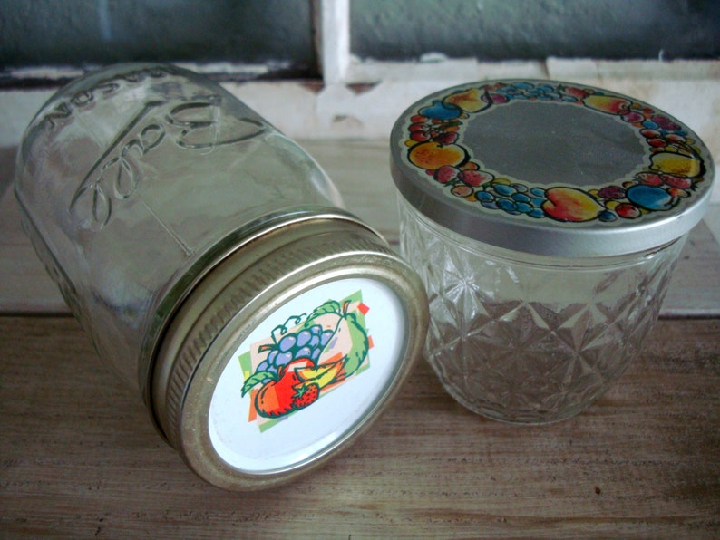 Vintage JELLY JAM Ball JARS With Metal Fruit Caps Quilted Etsy
