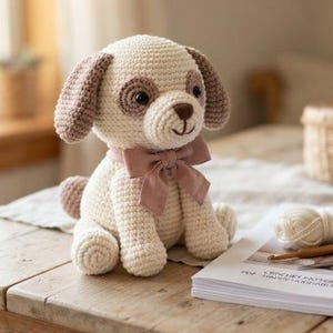 Crochet Puppy Pattern, Amigurumi Dog PDF, Patchwork Puppy Toy Tutorial, Cute Stuffed Animal DIY, Woodland Nursery Plushie, Crochet Guide