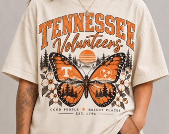 T-shirt papillon des Tennessee Volunteers, T-shirt graphique papillon du Tennessee, T-shirt vintage du Tennessee, T-shirt papillon orange, T-shirt Comfort Colors