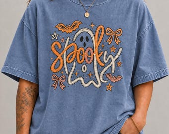 T-shirt fantôme effrayant, T-shirt Halloween couleurs confortables, T-shirt fantôme mignon, T-shirt saison des frissons, T-shirt Halloween rétro, T-shirt graphique automne