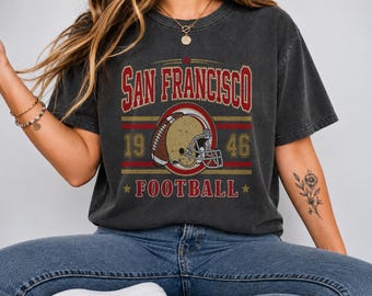 T-shirt vintage San Francisco Football Comfort Colors®, T-shirt California Game Day, Cadeau rétro pour les fans de football américain