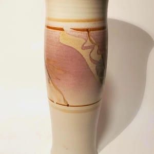 Ted Driediger Studio Vase: 1980s Canadian Stoneware, Wax Resist Leaf Motif