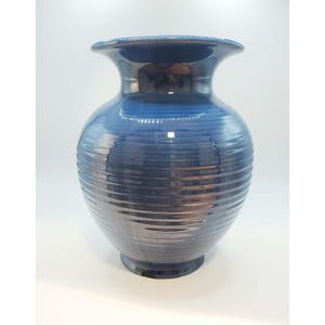 Upsala-Ekeby Palma Vase Hjordis Oldfors Rare Blue Swedish Art Pottery (1958)
