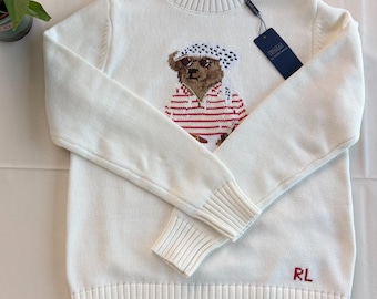 Maglione Polo White Bear di Ralph Lauren / Maglione girocollo estivo / Regalo per lei e per lui