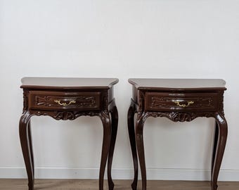 Tables de chevet italiennes Louis XV vintage, tables de chevet de style provençal français, meubles en bois de style rococo