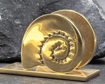 Desk Business Card Holder, Bronze Nautilus Picture Display Stand, Office Organizer and Accessories,  Sea Nature Desk Decor
