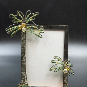 Tropical Photo Frame, Decorative Metal Beaded Picture Frame, Standing Palm Tree / Coconut Tree Frame, Bohemian Home Decor, Photo Frame Gift