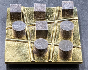 Bronze Tic Tac Toe Game Set, Geometric Coffee Table Decor, Minimalist Design