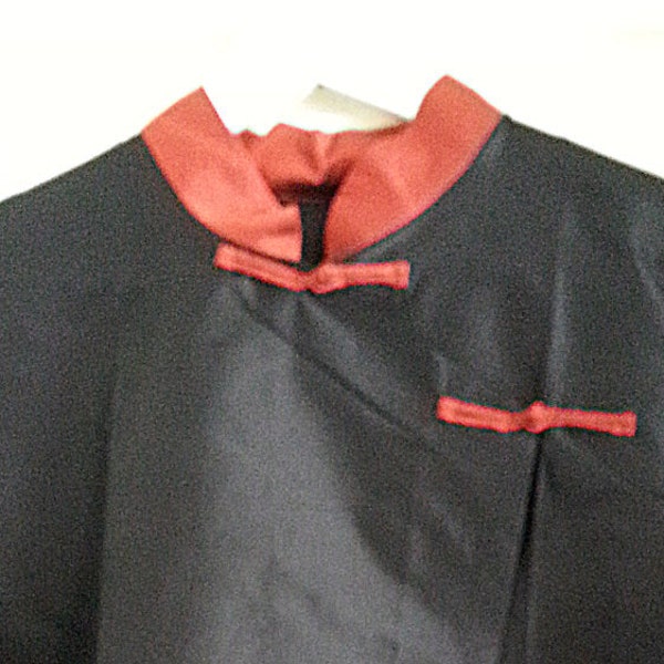 Veste en soie de style chinois tissée à la main, veste asiatique 100% soie noire et rouge, veste en soie ZEN, tunique orientale, Boho, fermetures de grenouille