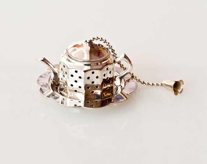 Silver Tea Infuser With Resting Tray Unique Tea Infuser Etsy