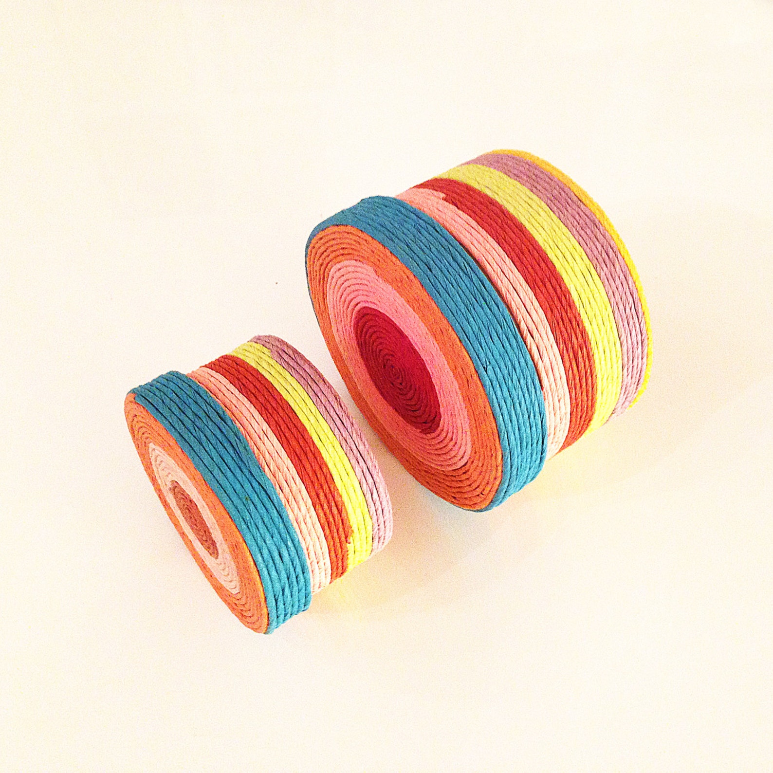 Jute Rope Boxes, Set of Two Hardboard Boxes, Colorful Jute String