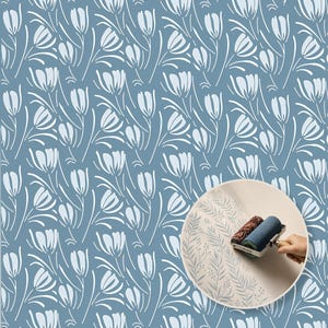 Tulip Floral Patterned Paint Roller Set for Walls & Furniture, DIY Home Decor