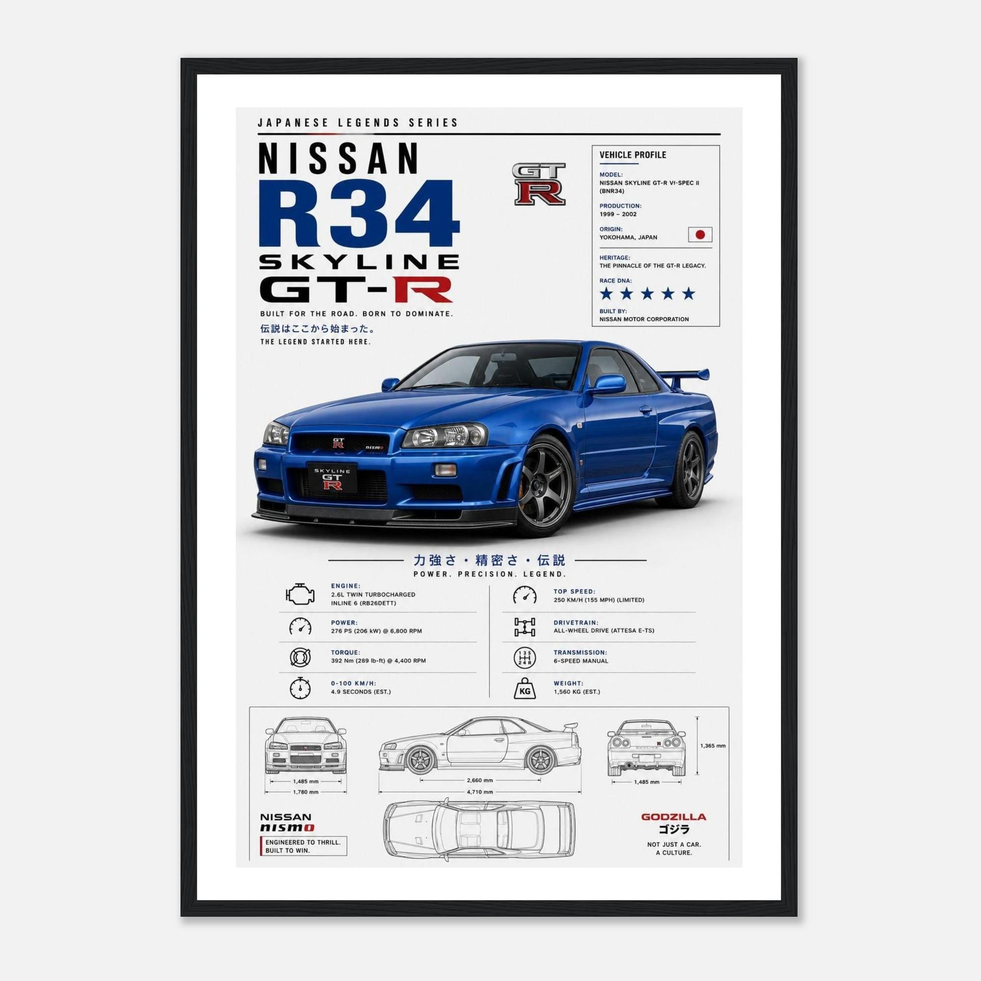 Nissan Skyline R34 Blueprints - Etsy