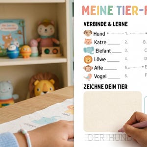 German Animal Learning Kit, Primary School Deutsch Lernen, Montessori Flashcards (Digital Download)