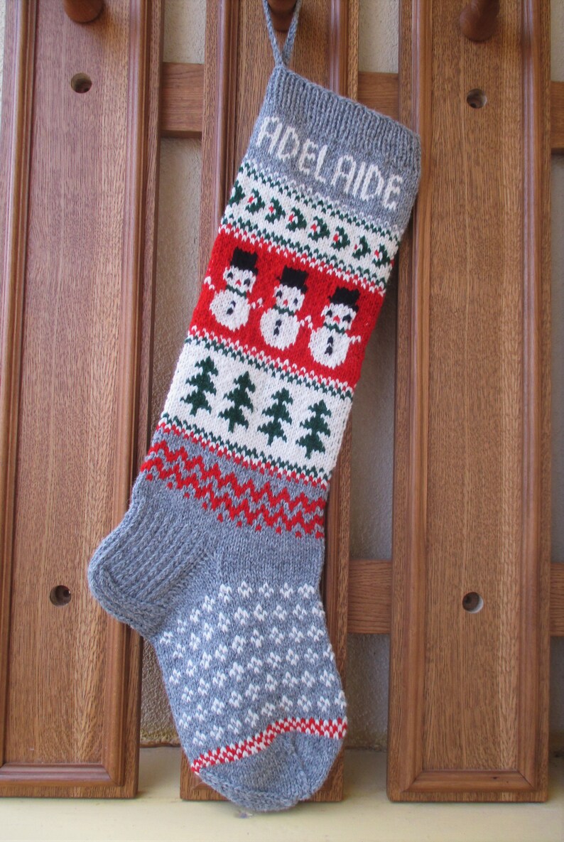 2426 Knit Christmas Stockings Personalized Gray Etsy Canada