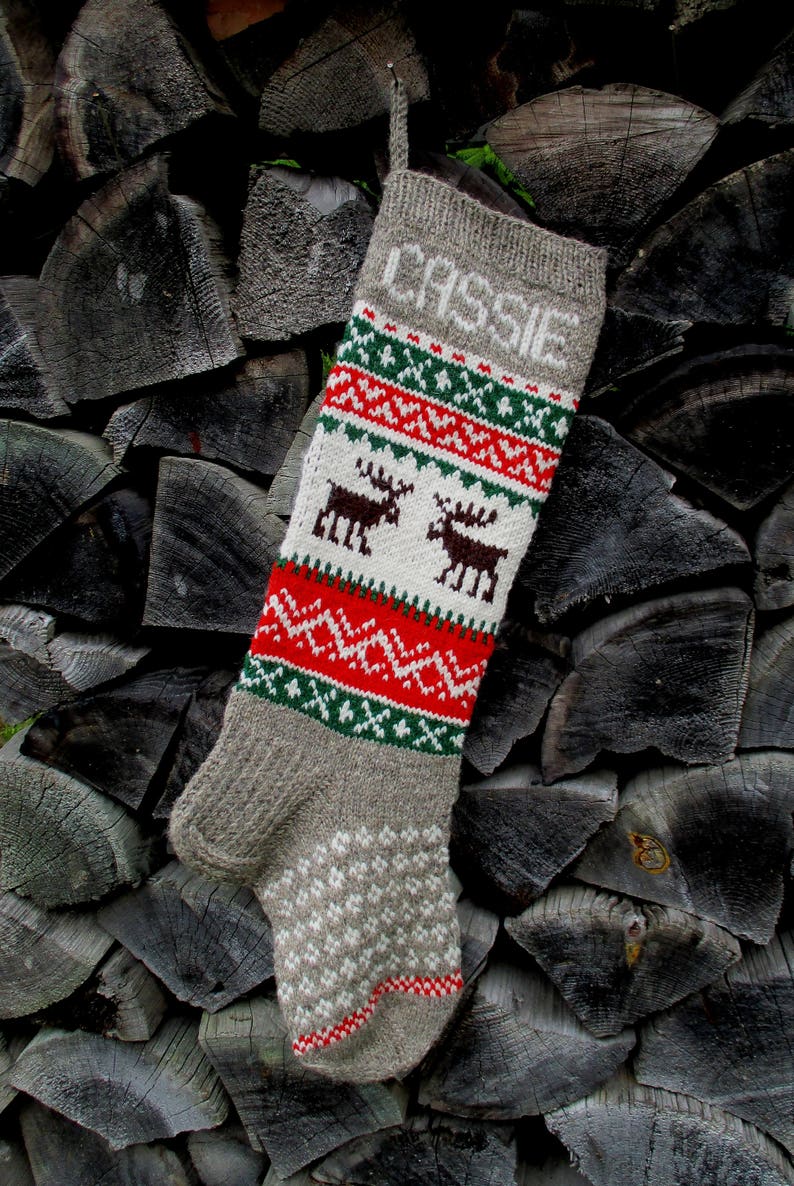 2426 Knit Christmas Stockings Personalized Gray Etsy Canada