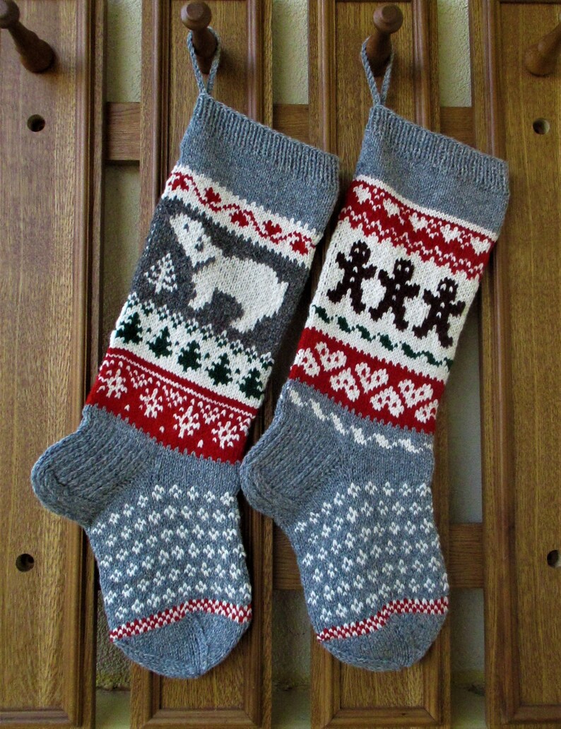 2426 Knit Christmas Stockings Personalized Gray Etsy Canada