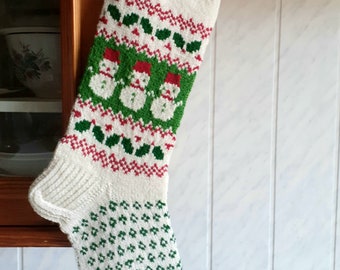 READY 48 bas de Noël blancs 24"-26" ornements de bonhommes de neige en laine personnalisés tricotés à la main