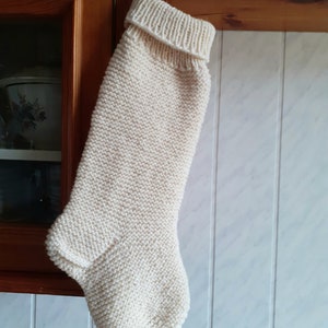 21&quot; Knit Christmas Stockings Hand knit Wool  White  Snowflakes ornament Scandinavian style