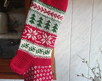 Handstickad julstrumpa, nordisk juldekoration