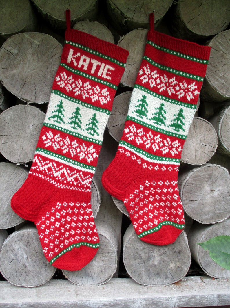 Knit Christmas Stockings 24 or 26 Personalized Etsy