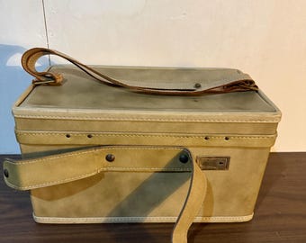 Vintage Hartmann Luggage Leather Train Case Hard MakeUp Cosmetic Case Gorgeous!