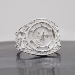 925 Starling Silver Abaddon Seal Ring: Demon of Destruction and Void, Goetia Solomon Kabbalah Apollyon Occult magic ring