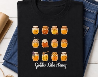 Honey Jar Graphic Tee, Bee Lover Cottagecore Unisex Cotton Shirt