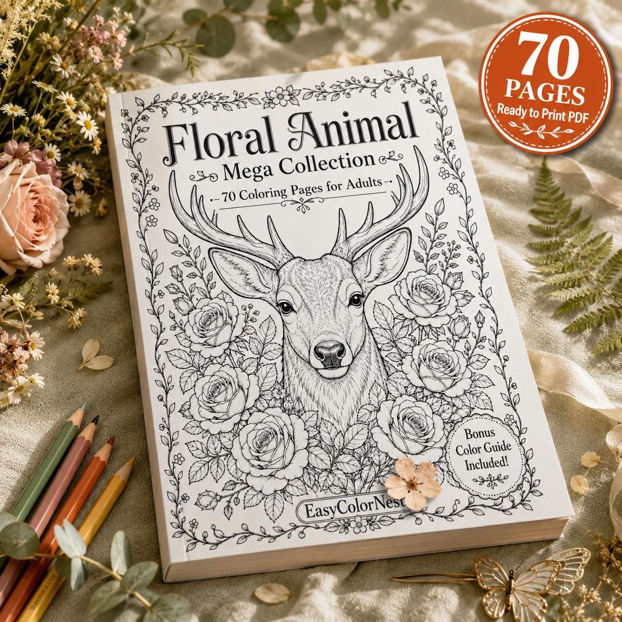 Flora and Fauna Colouring Book - Etsy