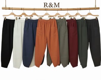 New Tulip Ankle Corduroy Trousers/ Autumn/Winter 100% Cotton  Lagenlook plain cotton tulip cocoon trousers
