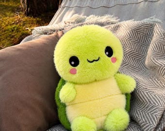 Smiling Cute Turtle Plush Toy Soft Kawaii Healing Stuffed Animal Pillow Gift Home Decor Kids Birthday