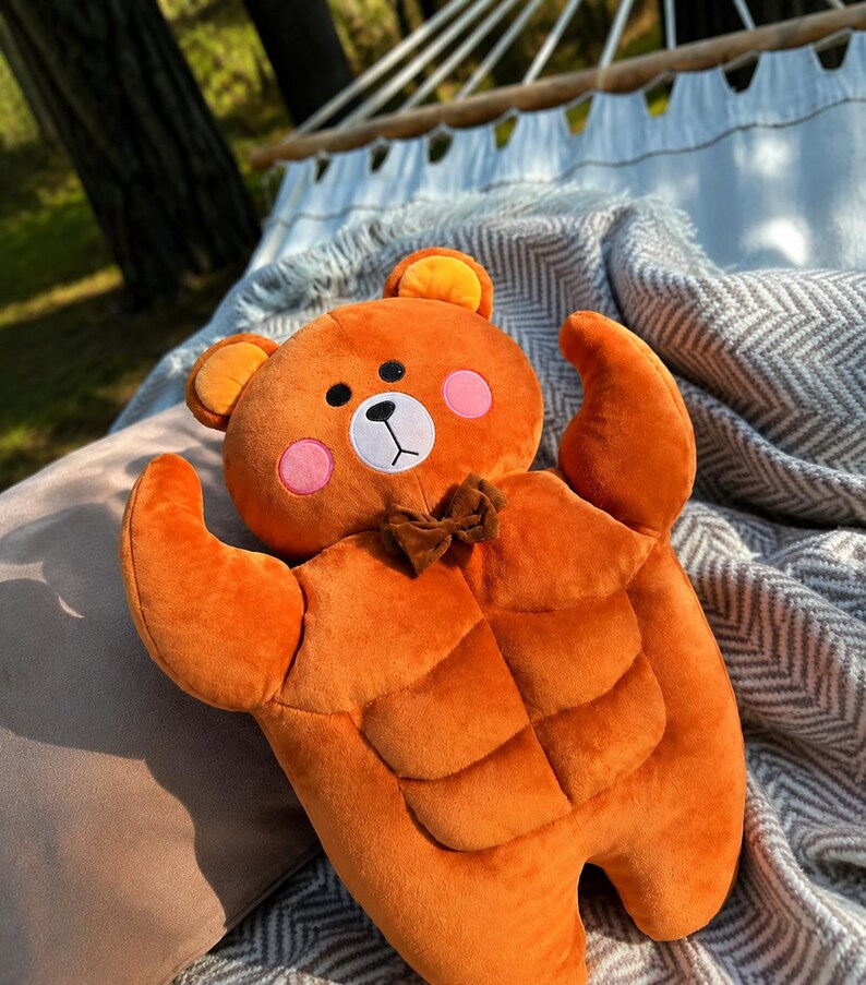 Muscular Teddy Bear Plush Pillow Abs Bear Bodybuilder Cushion Cute Sofa Decor Gift style 3