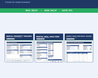 Real Estate Investor Bundle | Rental Tracker + Deal Analyzer + Airbnb STR Spreadsheets | Excel Google Sheets